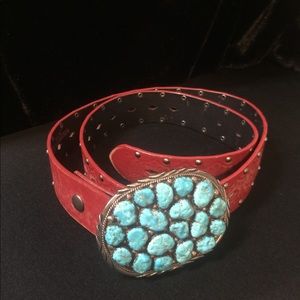Turquoise & silver belt buckle